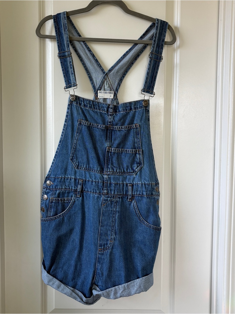 Free People We the free Dark Blue Denim Short Overalls ( Ziggy Shortalls )